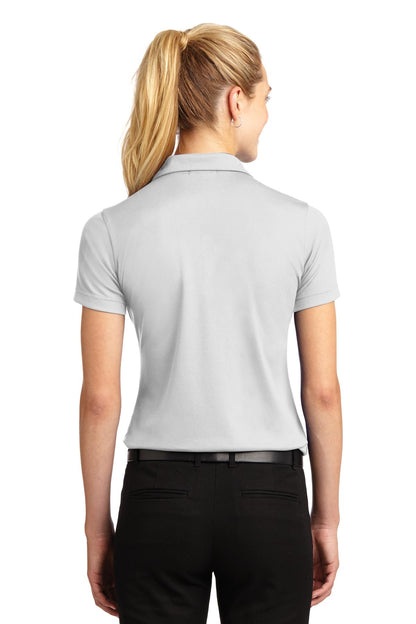 White Sport-Tek Women's Dri-Mesh V-Neck Polo. L469 plain