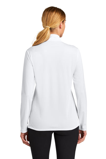 White Sport-Tek Women's Micropique Sport-Wick 1/4-Zip LST672 plain