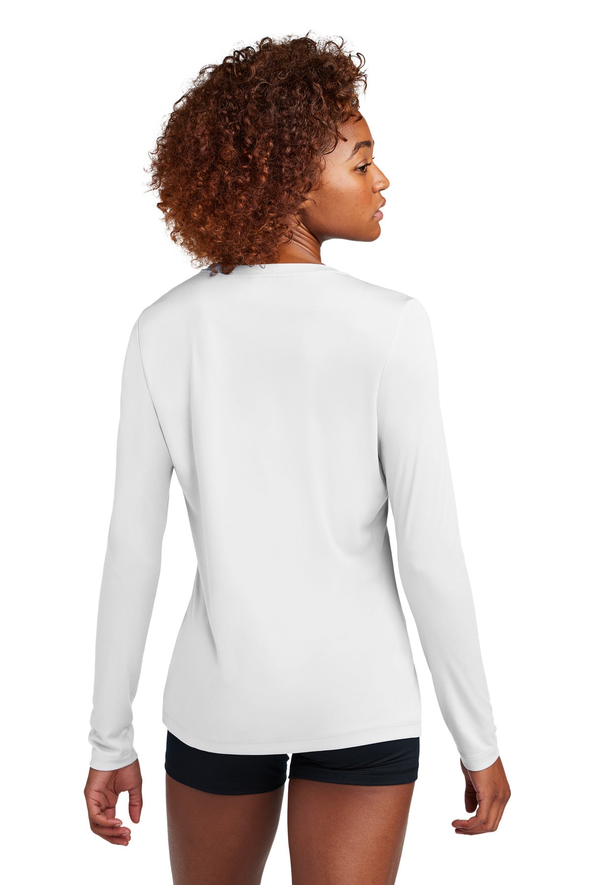 White Sport-Tek Women's Posi-UV Pro Long Sleeve LST420LS plain