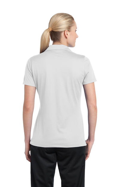 White Sport-Tek Women's PosiCharge Active Textured Polo. LST690 plain