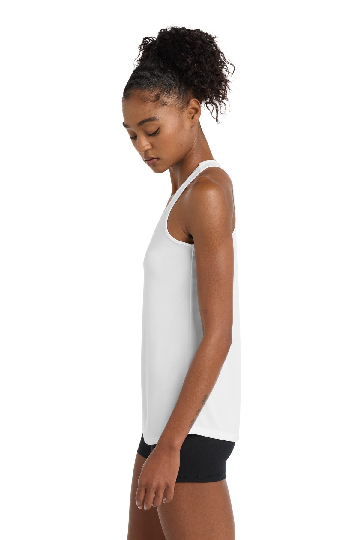 White Sport-Tek Women's PosiCharge Competitor Racerback Tank. LST356 plain