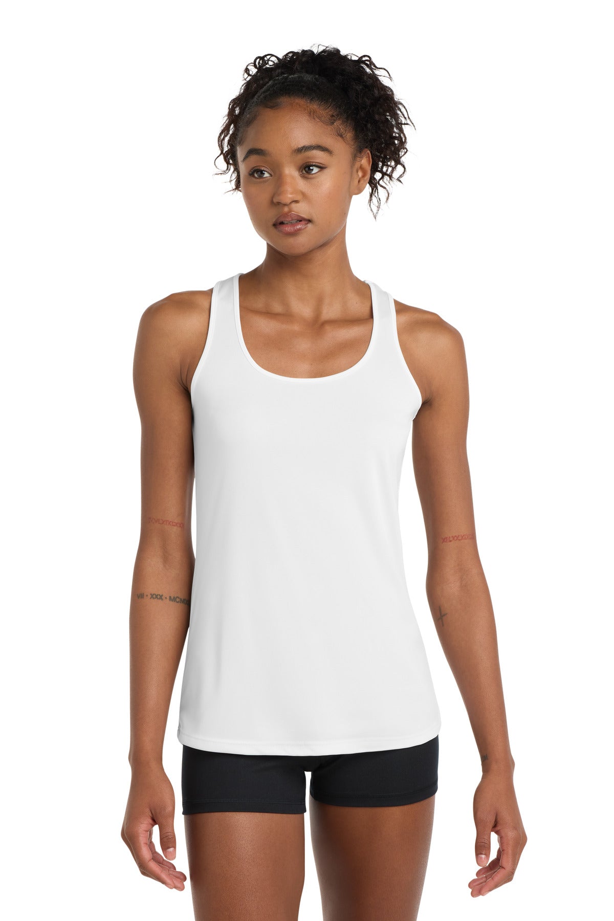White Sport-Tek Women's PosiCharge Competitor Racerback Tank. LST356 plain