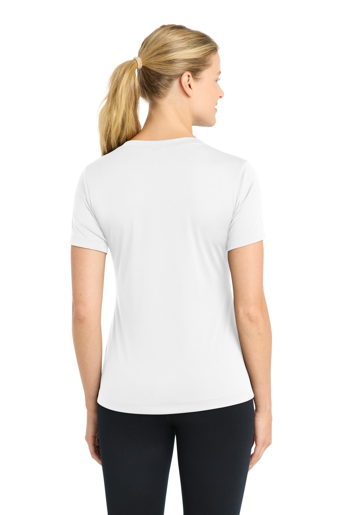 White Sport-Tek Women's PosiCharge Competitor V-Neck Tee. LST353 plain
