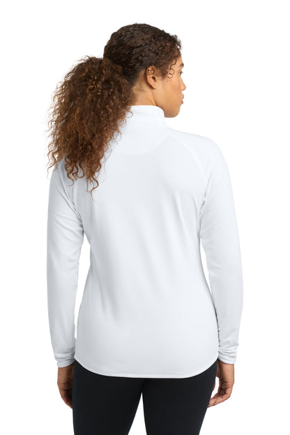 White Sport-Tek Women's Sport-Wick Stretch 1/4-Zip Pullover. LST850 plain