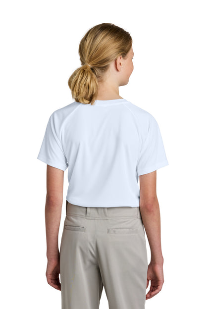 White Sport-Tek Youth PosiCharge Competitor 2-Button Henley YST359 plain