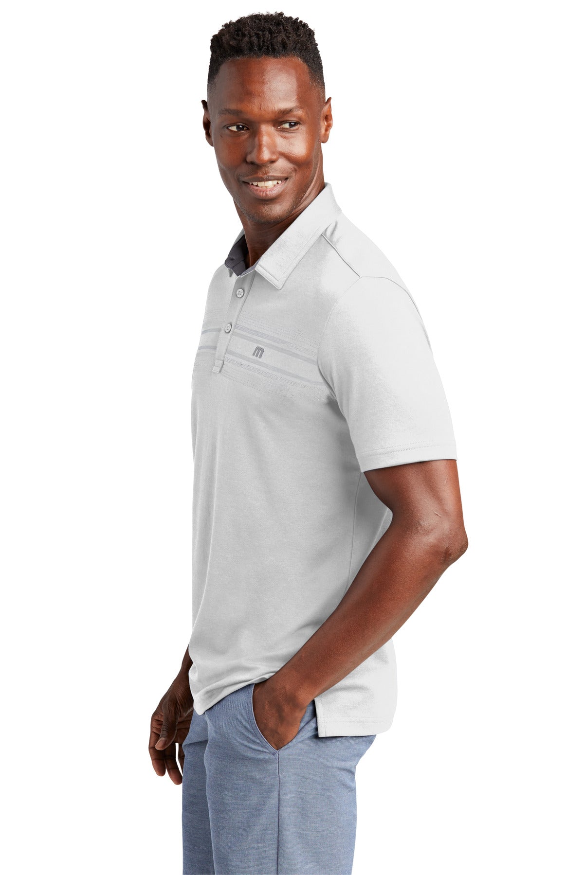 White TravisMathew Monterey Chest Stripe Polo TM1MW450 plain