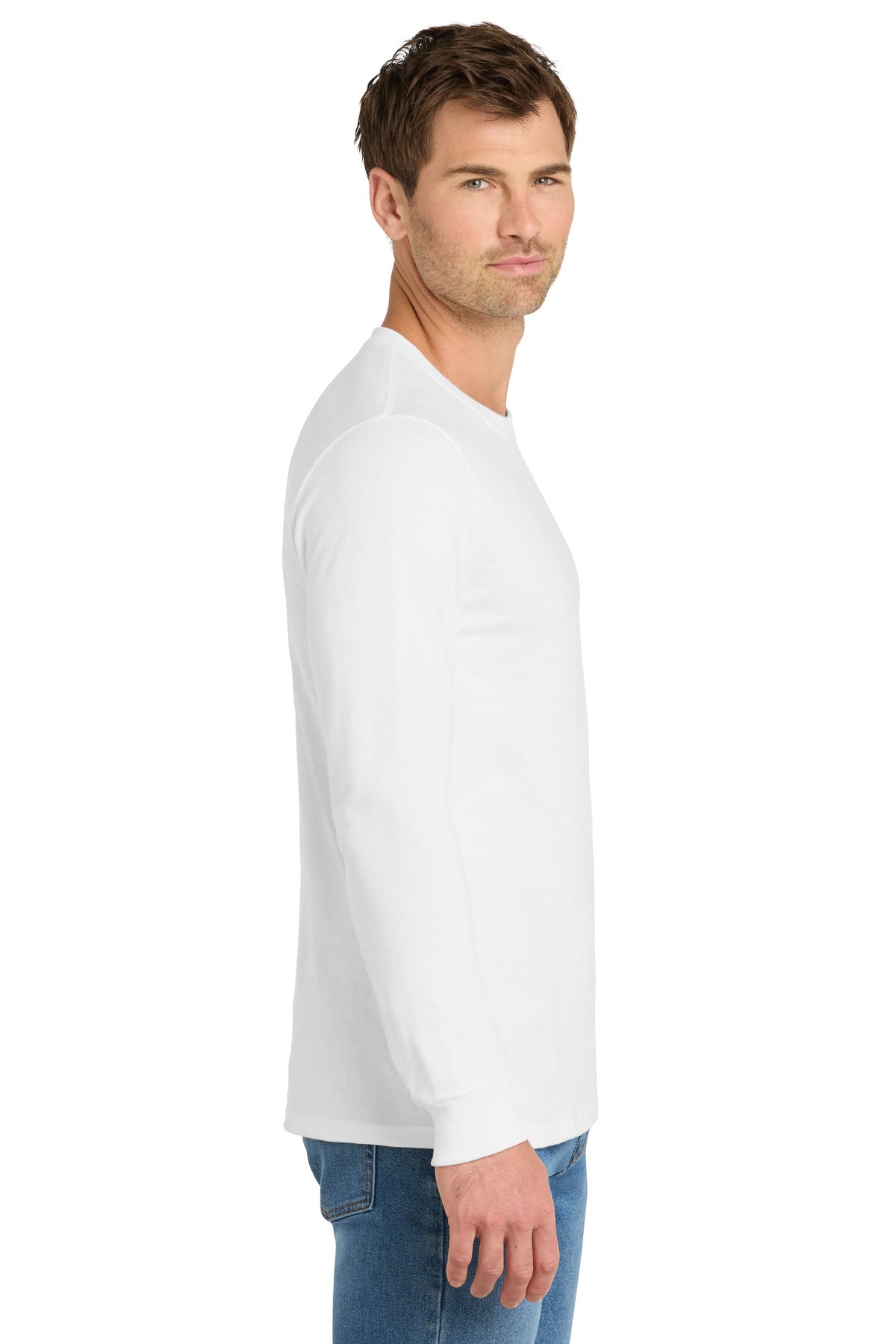 White Volunteer Knitwear Chore Long Sleeve Tee VL60LS plain