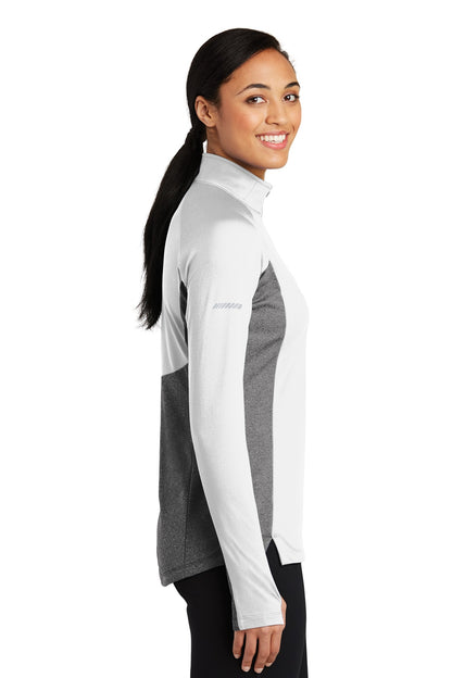 White/Ch Gy He Sport-Tek Women's Sport-Wick Stretch Contrast 1/4-Zip Pullover. LST854 plain