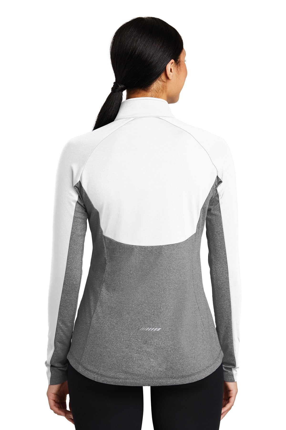 White/Ch Gy He Sport-Tek Women's Sport-Wick Stretch Contrast 1/4-Zip Pullover. LST854 plain