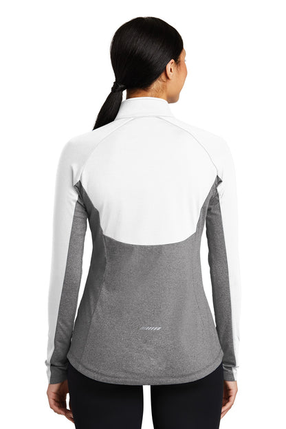 White/Ch Gy He Sport-Tek Women's Sport-Wick Stretch Contrast 1/4-Zip Pullover. LST854 plain
