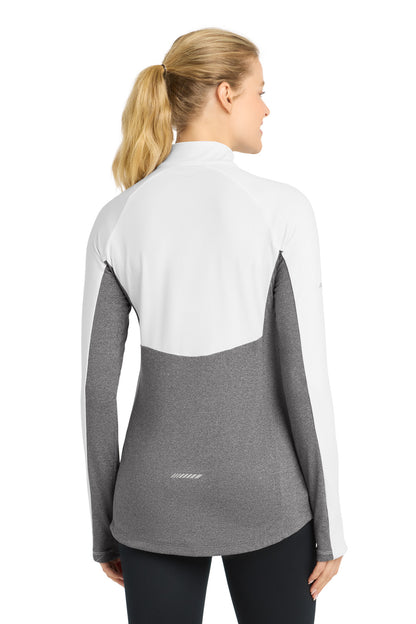 White/Ch Gy He Sport-Tek Women's Sport-Wick Stretch Contrast 1/4-Zip Pullover. LST854 plain