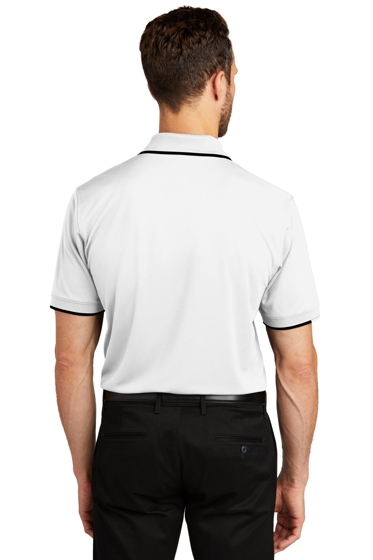 White/Dp Black Port Authority Dry Zone UV Micro-Mesh Tipped Polo. K111 plain