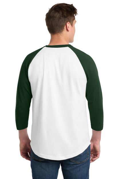 White/Forest Sport-Tek Colorblock Raglan Jersey. T200 plain