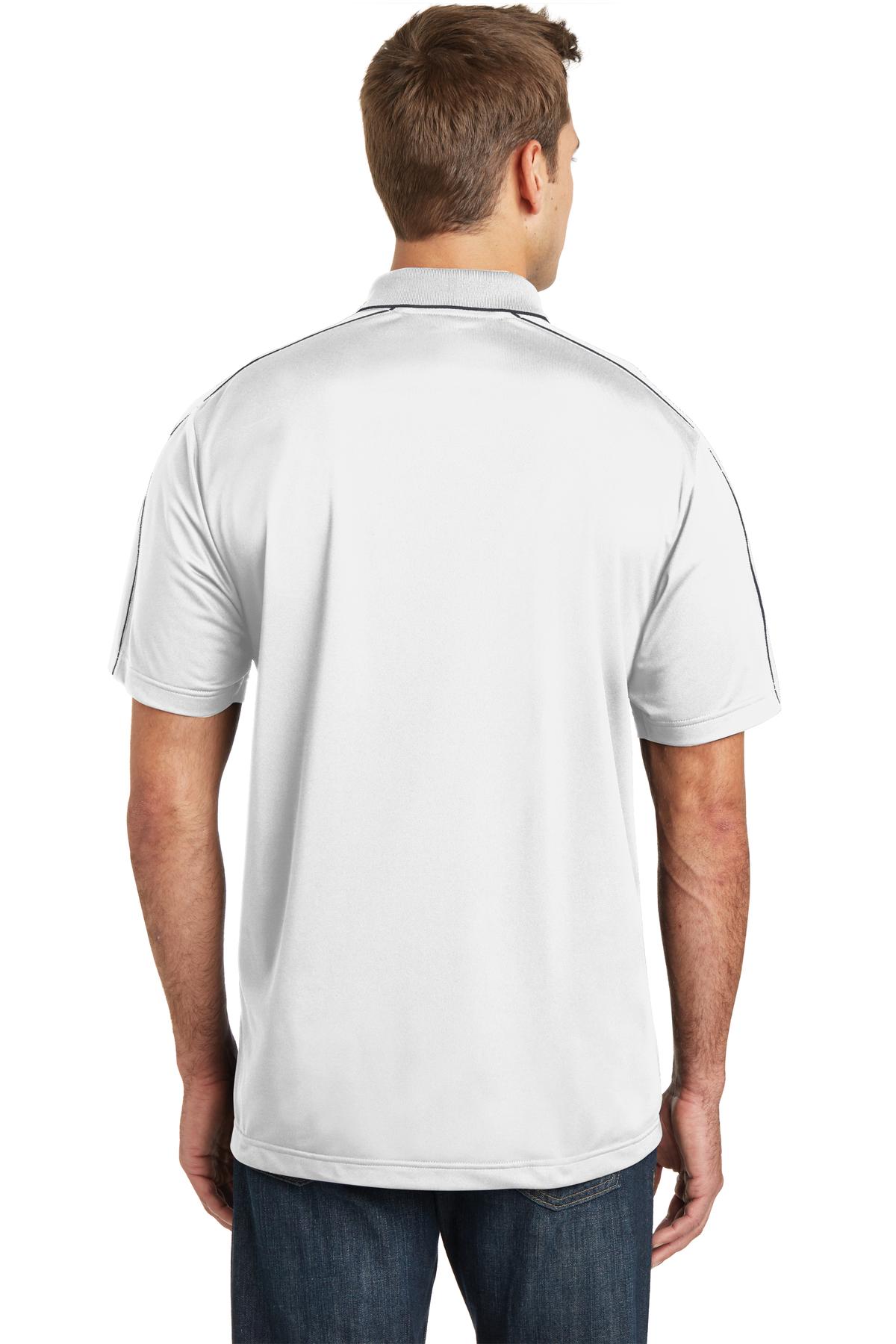 White/Iron Gry Sport-Tek Micropique Sport-Wick Piped Polo. ST653 plain
