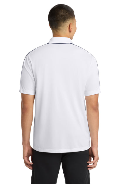 White/Iron Gry Sport-Tek Micropique Sport-Wick Piped Polo. ST653 plain