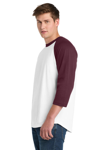 White/Maroon Sport-Tek Colorblock Raglan Jersey. T200 plain