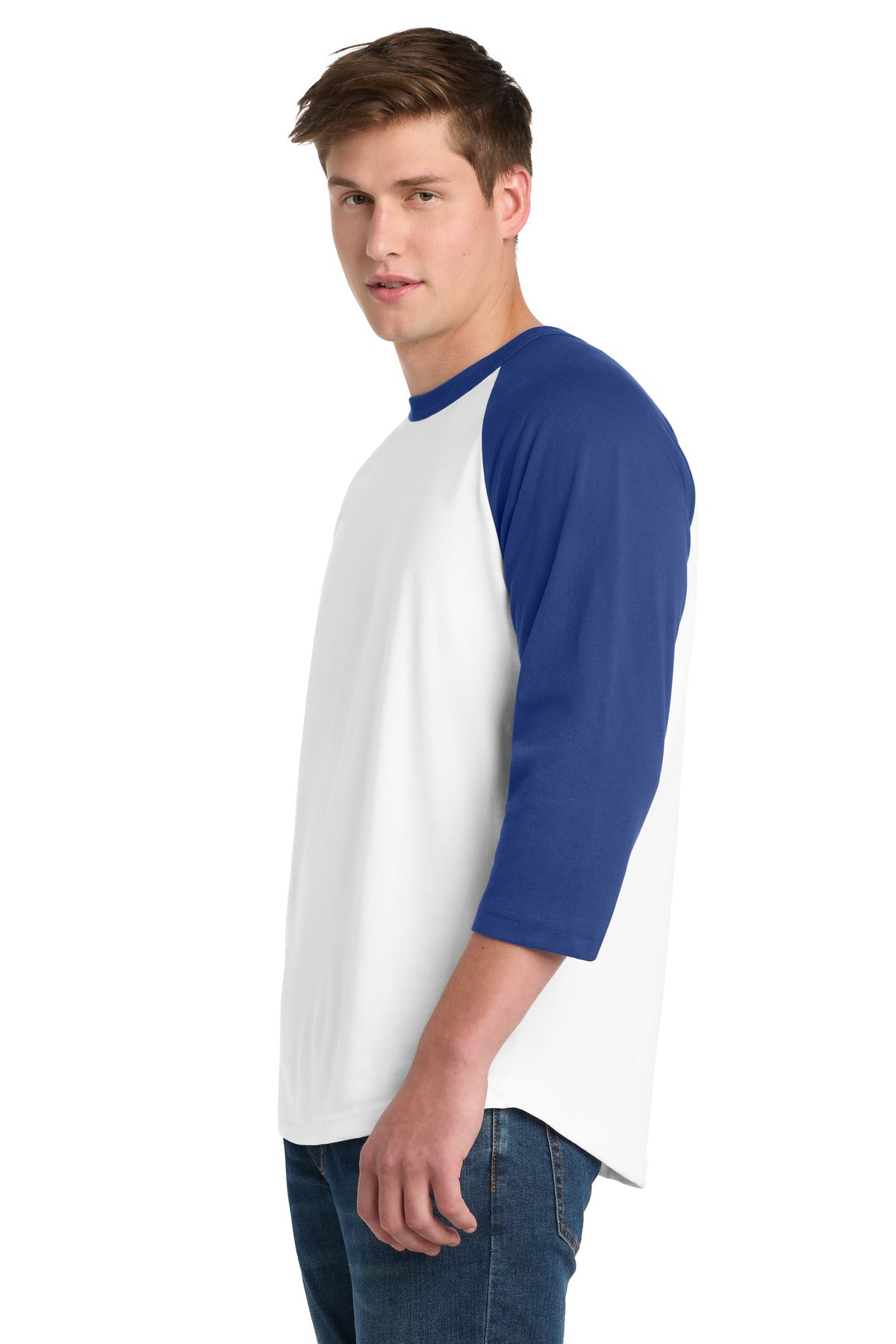 White/Royal Sport-Tek Colorblock Raglan Jersey. T200 plain