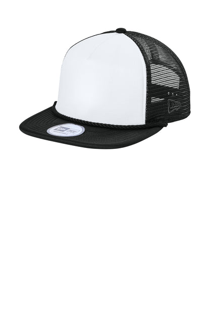 Wht/Bk/Bk New Era Foam Rope Trucker Cap NE410 plain