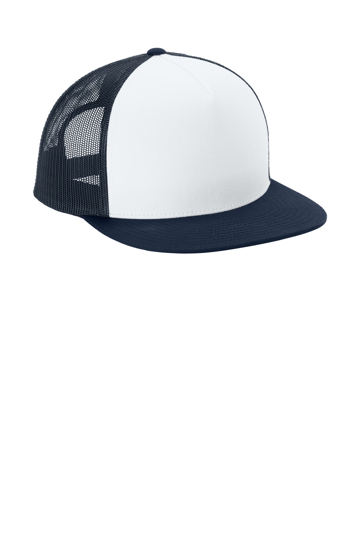 Wh/TNv/TNv Sport-Tek YP Classics 5-Panel Classic Trucker Mesh Back Cap. STC38
