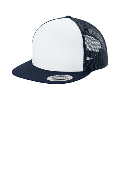 Wh/TNv/TNv Sport-Tek YP Classics 5-Panel Classic Trucker Mesh Back Cap. STC38