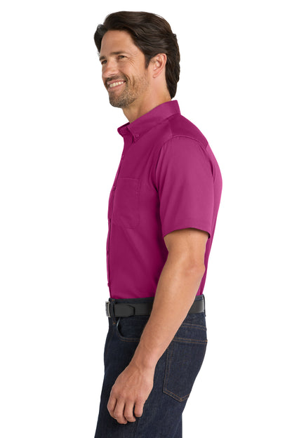 WildBerry Port Authority Short Sleeve SuperPro React Twill Shirt. W809 plain