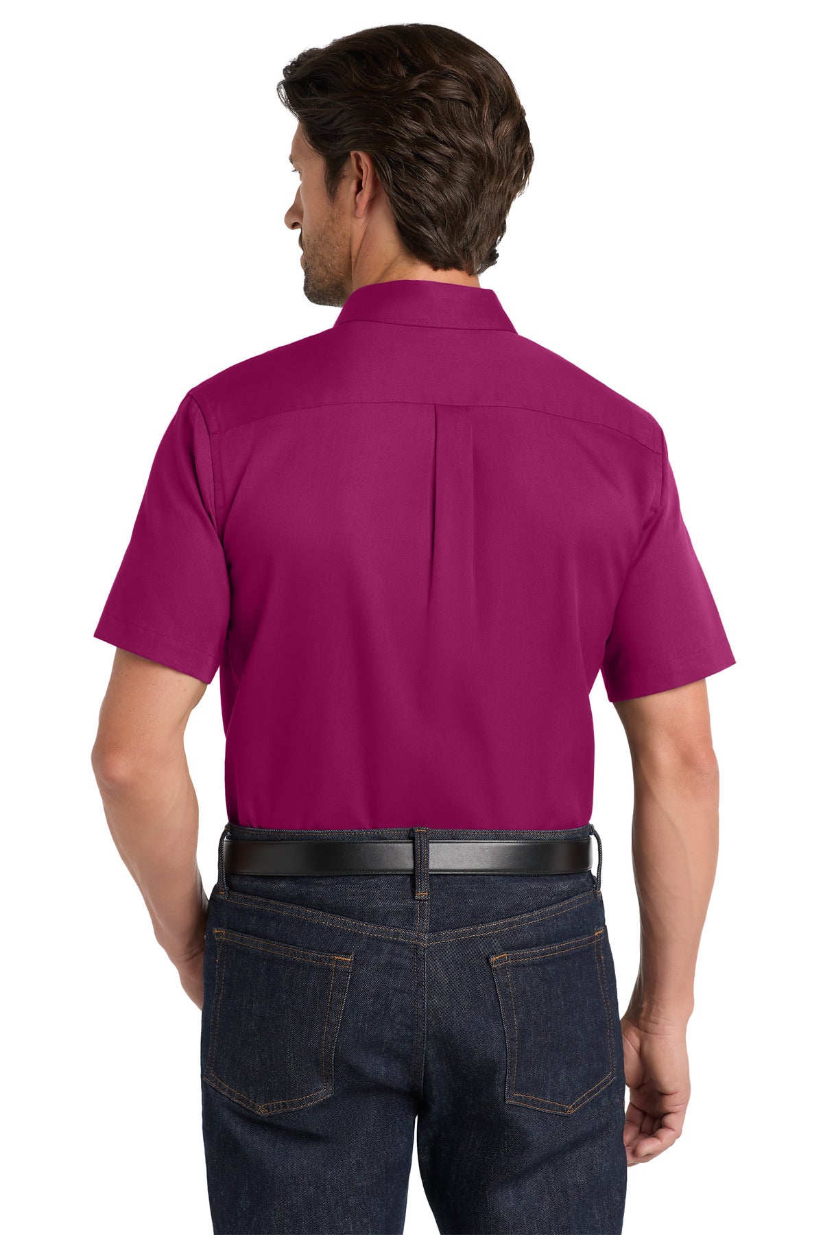 WildBerry Port Authority Short Sleeve SuperPro React Twill Shirt. W809 plain