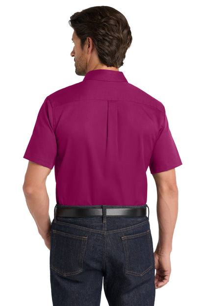WildBerry Port Authority Short Sleeve SuperPro React Twill Shirt. W809 plain
