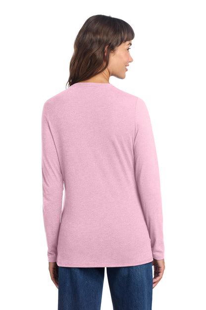 WstriaHthr District Women's Perfect Tri Long Sleeve V-Neck Tee DT135 plain