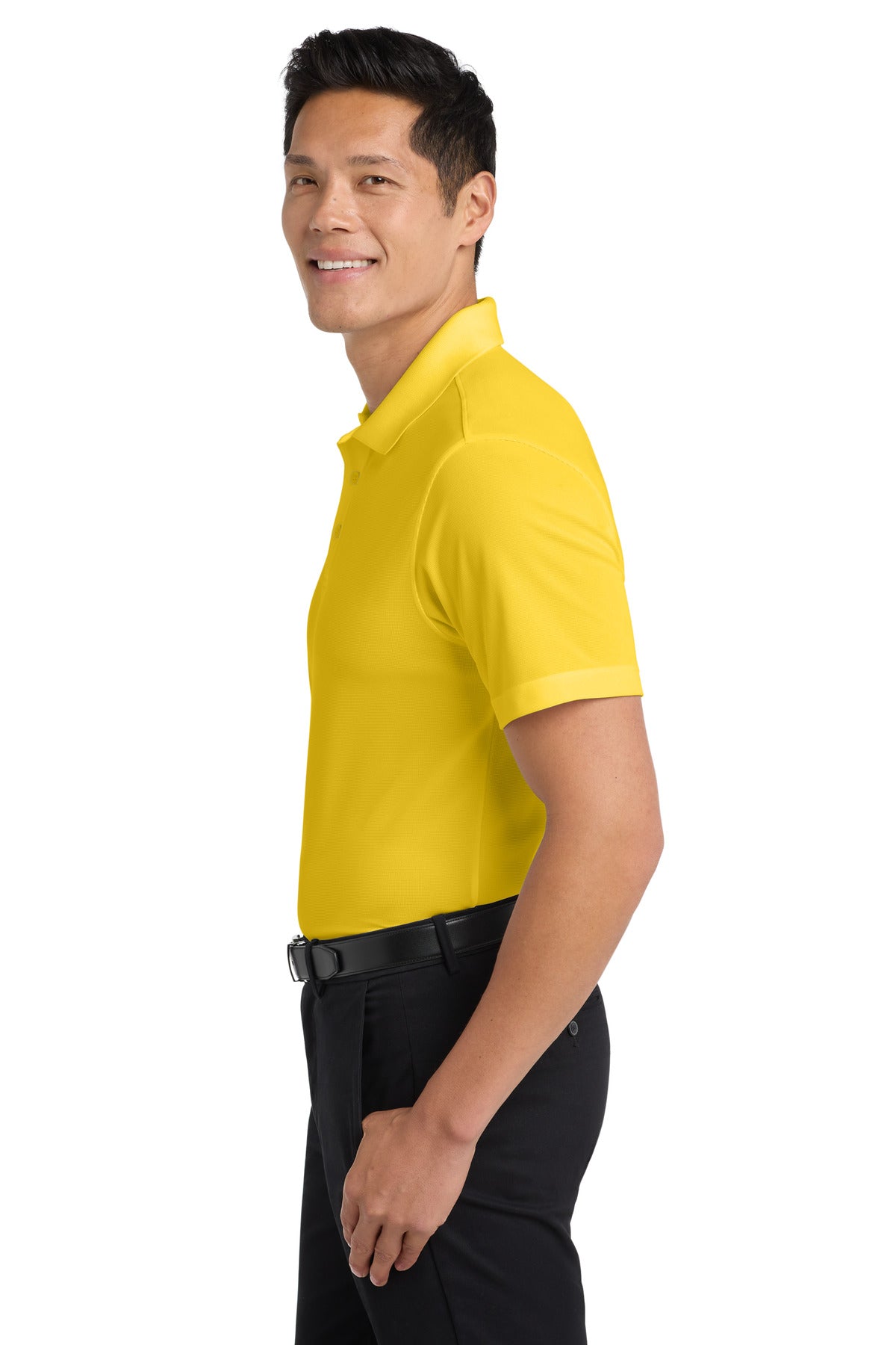 Yellow Port Authority Dry Zone Grid Polo. K572 plain