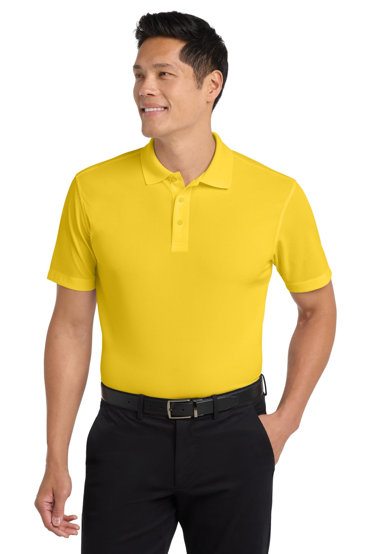 Yellow Port Authority Dry Zone Grid Polo. K572 plain