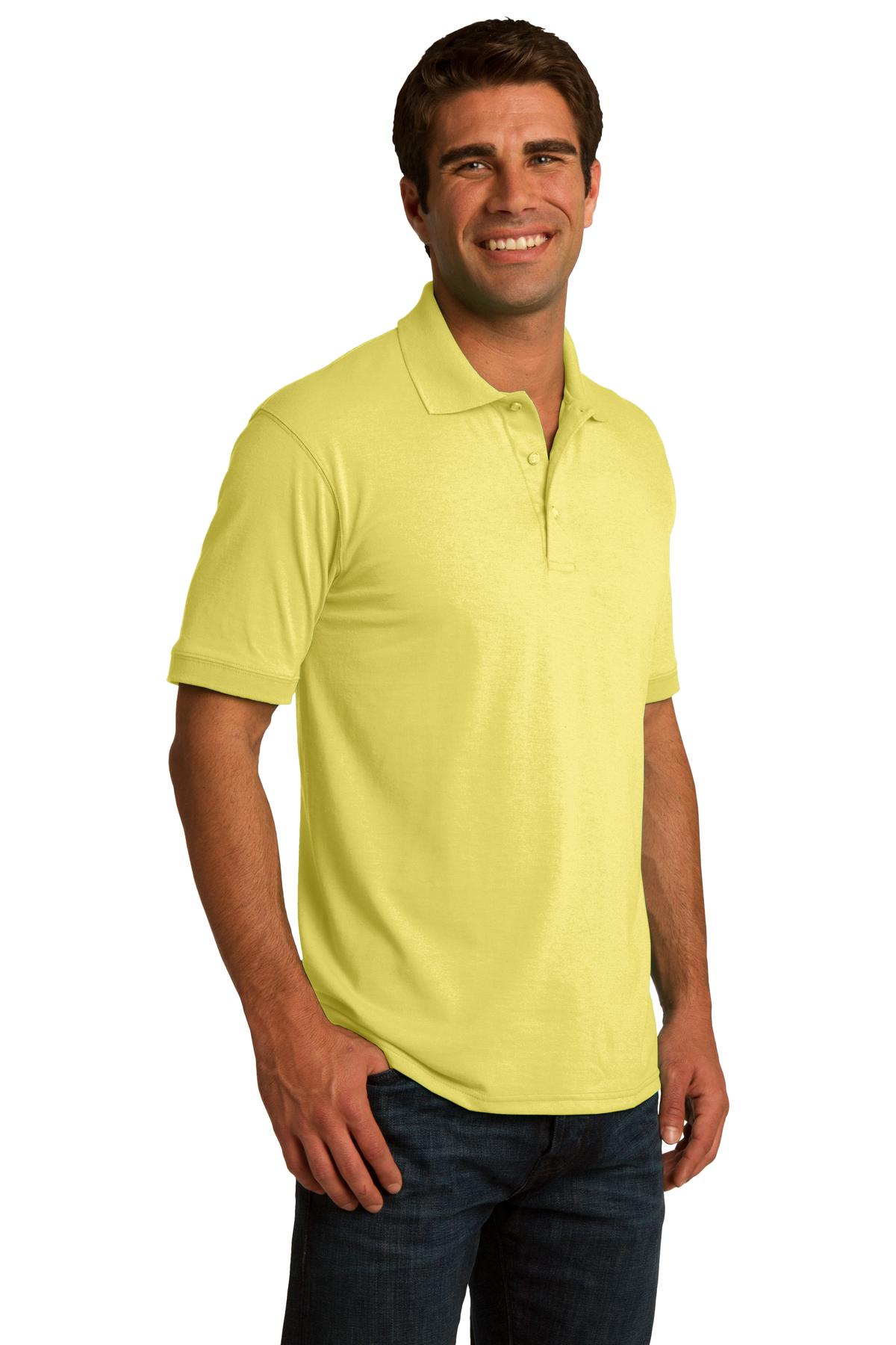 Yellow Port & Co Core Blend Jersey Knit Polo. KP55 plain