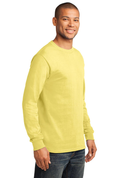 Yellow Port & Co Long Sleeve Essential Tee. PC61LS plain