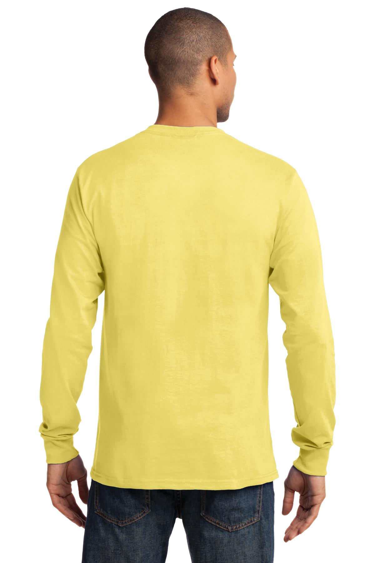 Yellow Port & Co Long Sleeve Essential Tee. PC61LS plain