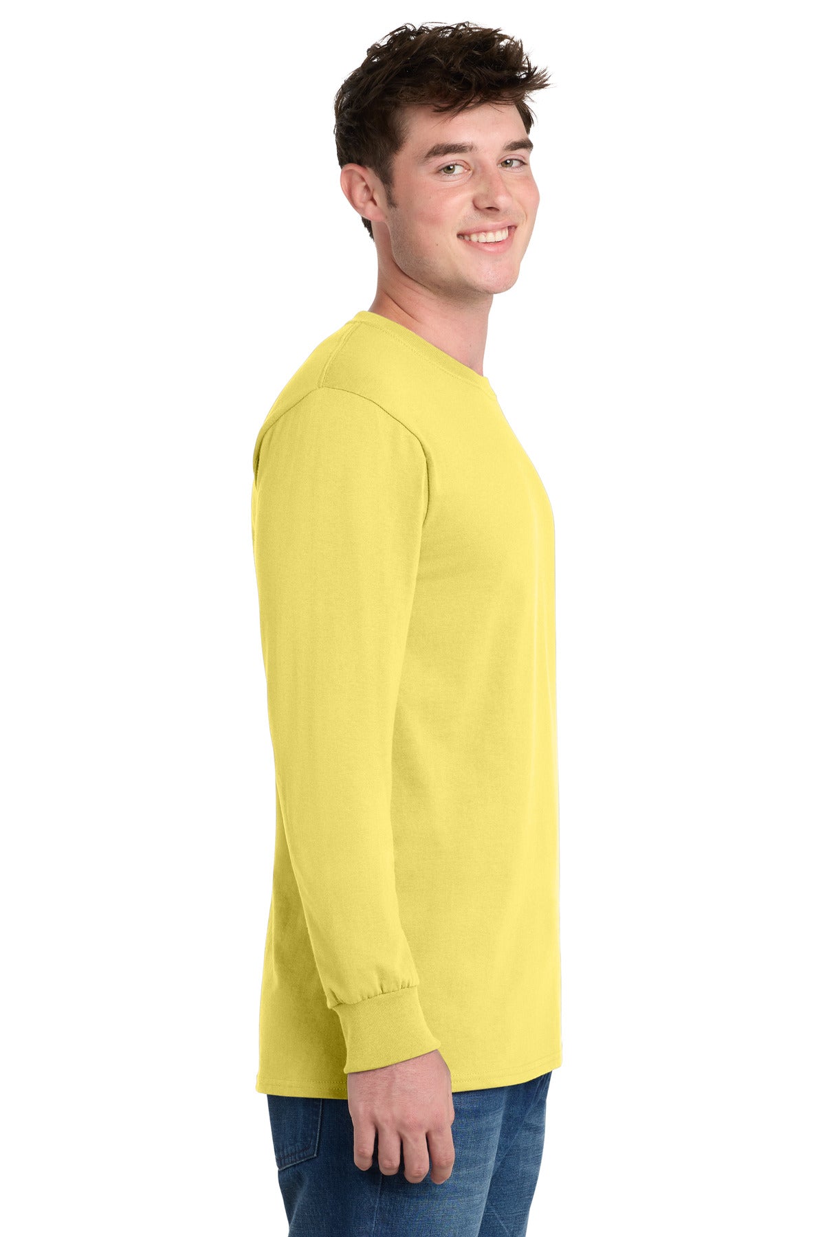 Yellow Port & Co Long Sleeve Essential Tee. PC61LS plain