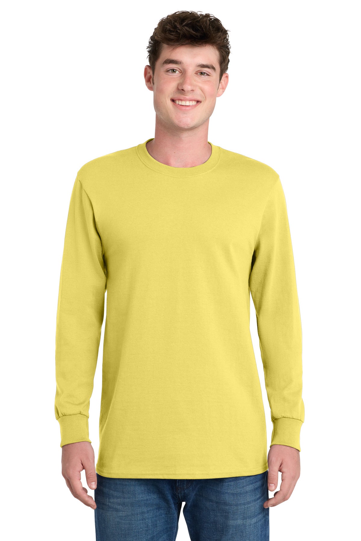 Yellow Port & Co Long Sleeve Essential Tee. PC61LS plain