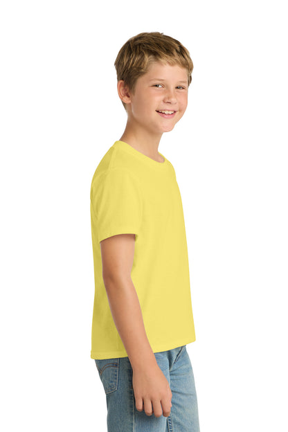 Yellow Port & Co Youth Core Blend Tee. PC55Y plain
