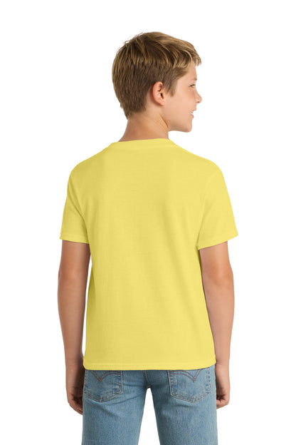 Yellow Port & Co Youth Core Blend Tee. PC55Y plain