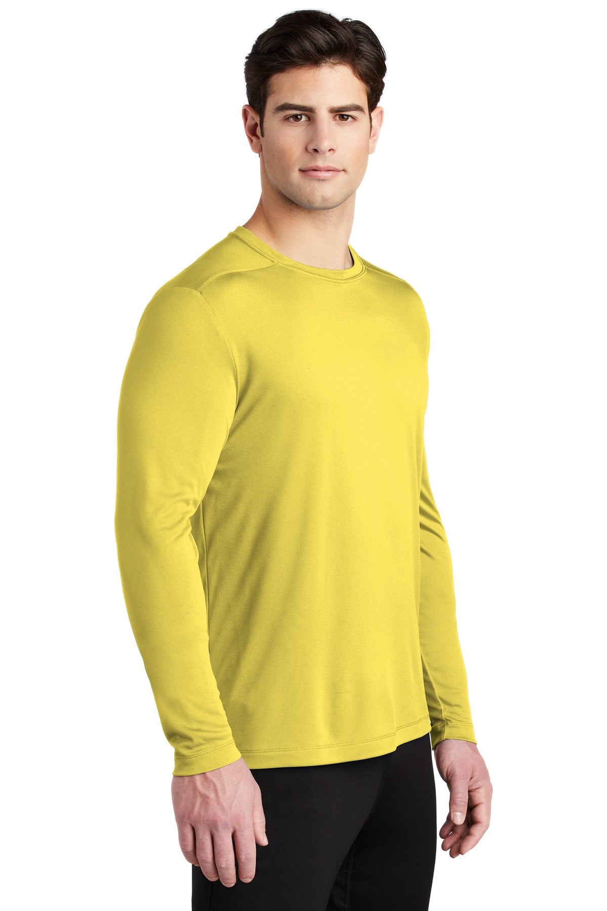 Yellow Sport-Tek Posi-UV Pro Long Sleeve Tee. ST420LS plain